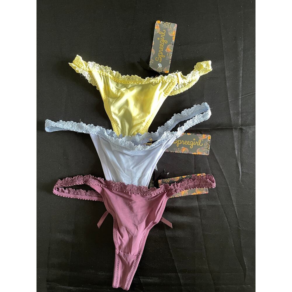 3 PAIR SEVEN TIL MIDNIGHT KEYHOLE THONG PANTIES LINGERIE SIZE M NEW